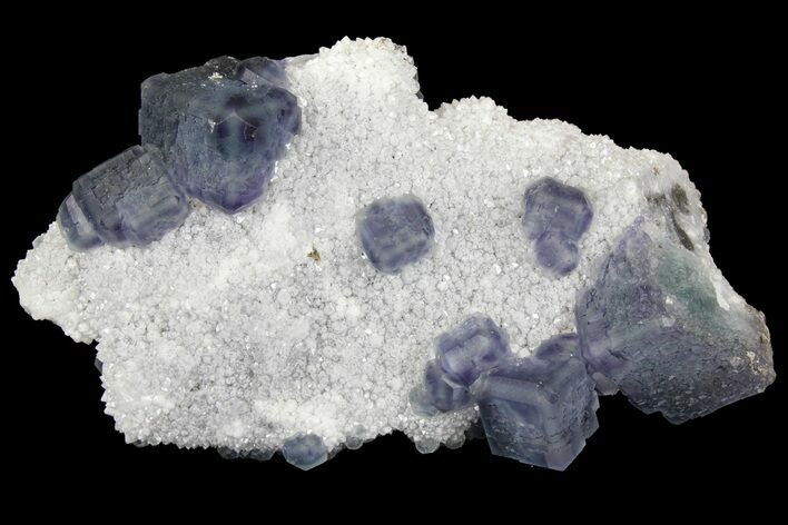 Multicolored Fluorite Crystals on Quartz - China #149749